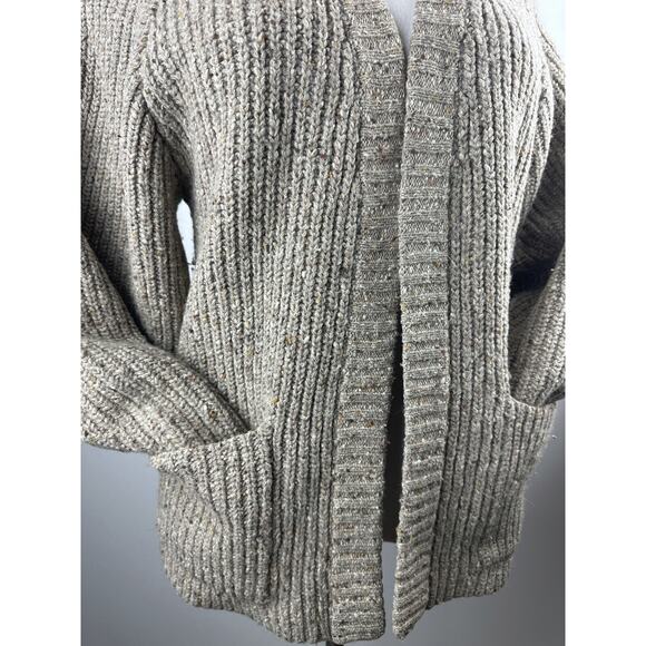 I.B. Diffusion Chunky Knit Ribbed Cardigan Sweater Marled Beige Brown Medium - Picture 14 of 16